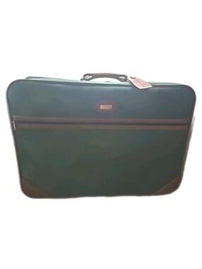 Vintage Jaguar 31" Green Suitcase With Built-In Wheels Good Condition